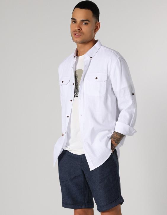 پیراهن آستین بلند سفید مردانه کولینز کد:CL1063216|پیشنهاد محصول