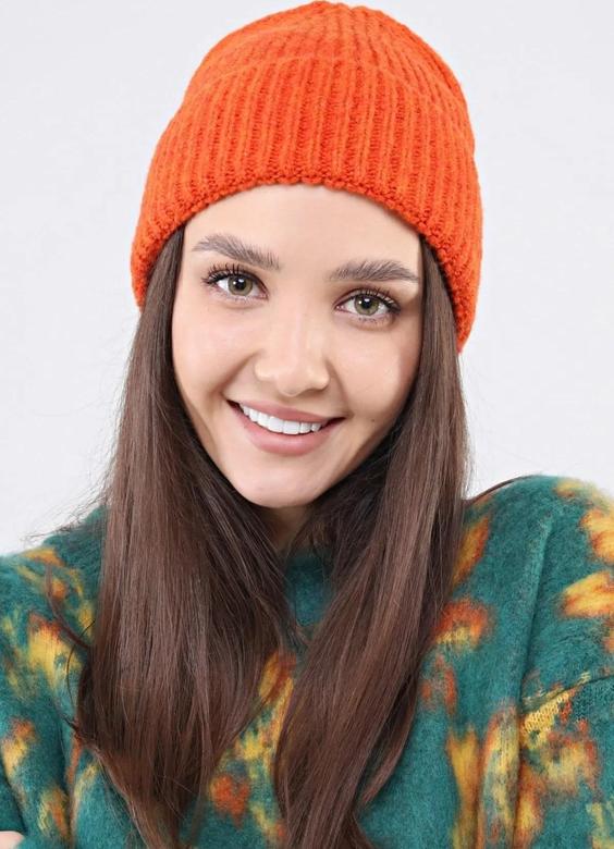 کلاه بافتنی راه راه زنانه نارنجی|پیشنهاد محصول