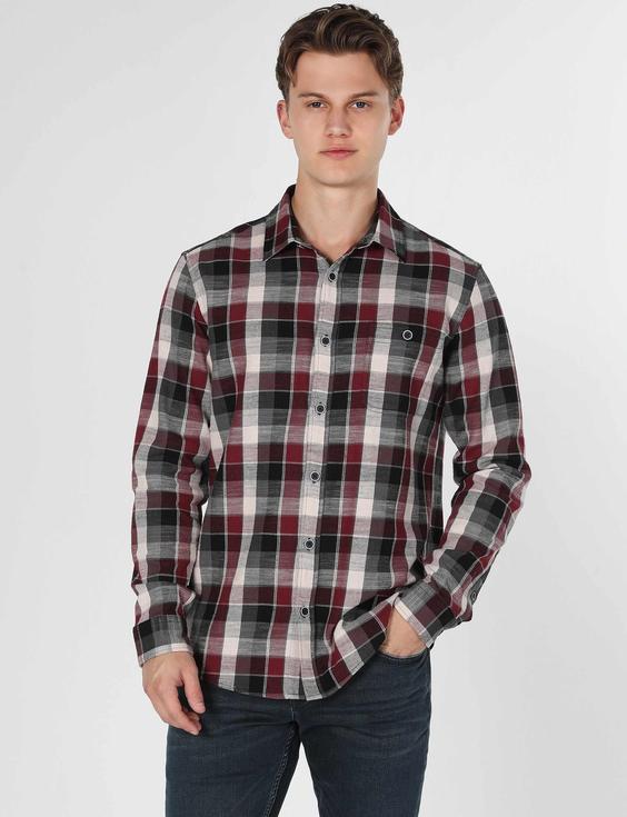 پیراهن آستین بلند زرشکی مردانه کولینز کد:CL1059714|پیشنهاد محصول