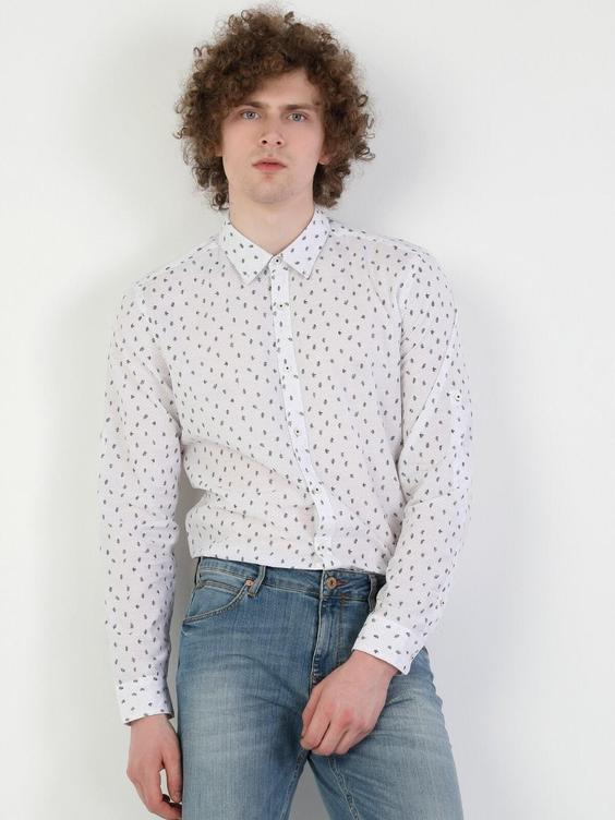 پیراهن آستین بلند سفید مردانه کولینز کد:CL1049052|پیشنهاد محصول