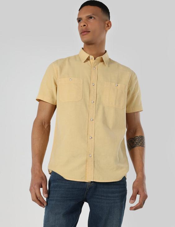 پیراهن آستین کوتاه زرد مردانه کولینز کد:CL1063641|پیشنهاد محصول