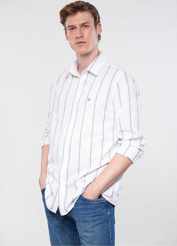 پیراهن برش متناسب راه‎راه سفید طوسی / برند Mavi کد 1685295292|پیشنهاد محصول