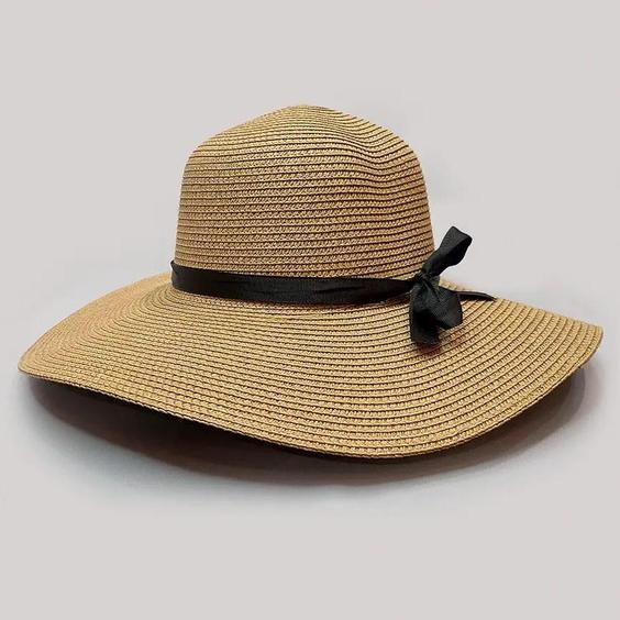 کلاه ساحلی پاپیون مشکی رنگ شتری لبه 10 سانتی کد 3864|پیشنهاد محصول