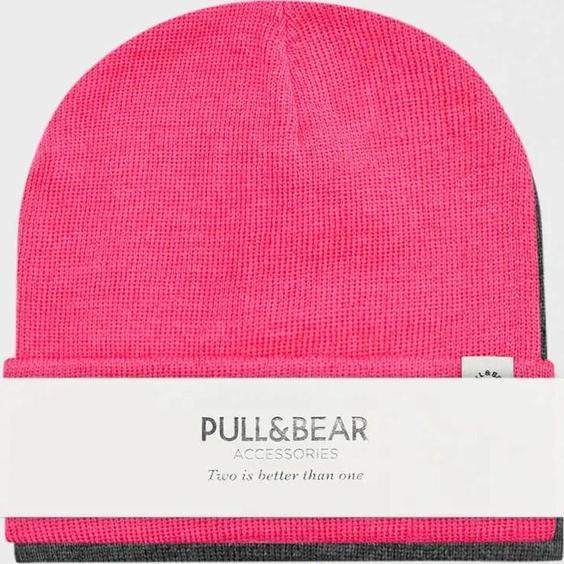ست 2 عددی کلاه کشباف زنانه دودی سرخابی برند Pull Bear|پیشنهاد محصول