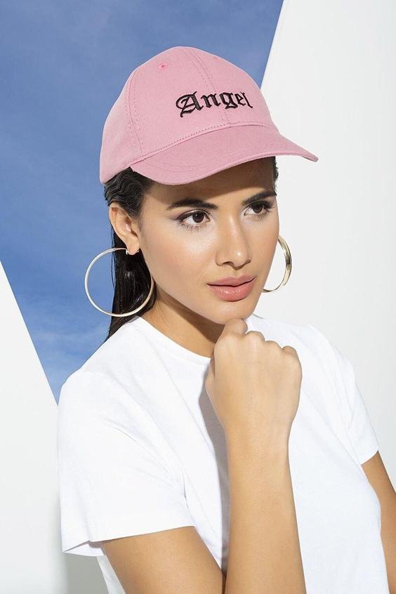 خرید اینترنتی کلاه کپ زنانه صورتی برند For You Moda S27111 ا Angel Nakışlı Siperli Beyzbol Pembe Şapka|پیشنهاد محصول
