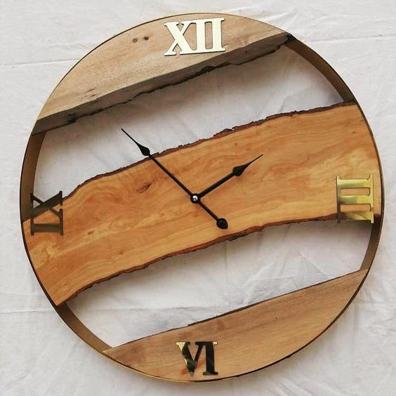 ساعت دیواری فورتیک طلایی50cm«چوب و فلز» کد 112|پیشنهاد محصول