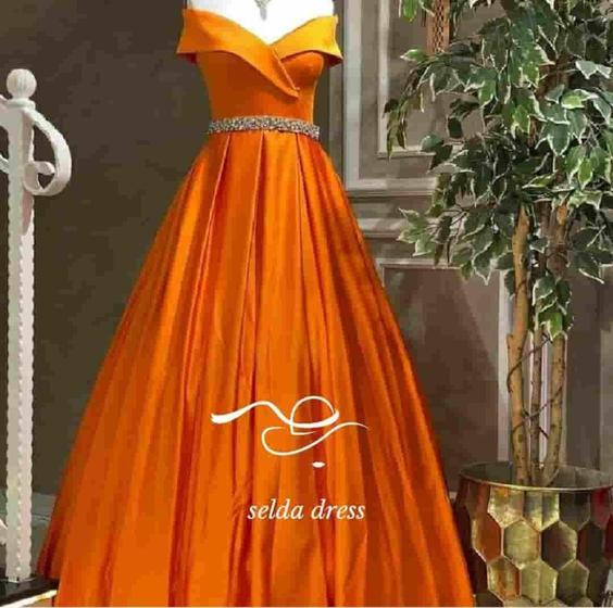 لباس مجلسی ماکسی ساتن آمریکایی نارنجی زنانه و دخترانه ۱۶۵۸ - نارنجی / ۳۸ ا 1658|پیشنهاد محصول