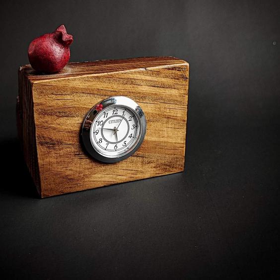 ساعت رومیزی چوبی انار تک مربع|پیشنهاد محصول