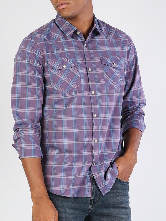 پیراهن آستین بلند بنفش مردانه کولینز کد:CL1040958|پیشنهاد محصول