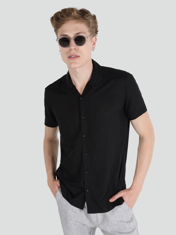 پیراهن آستین کوتاه سیاه مردانه کولینز کد:CL1064181|پیشنهاد محصول