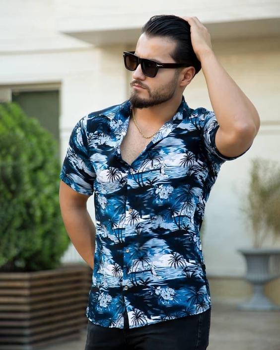 پیراهن مردانه هاوایی مدل Manolas (آبی)|پیشنهاد محصول