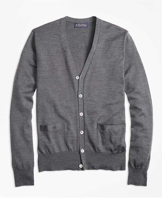 ژاکت کشبافت مردانه دکمه ای خاکستری برند BROOKS BROTHERS|پیشنهاد محصول