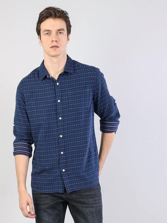 پیراهن آستین بلند لاجوردی مردانه کولینز کد:CL1035162|پیشنهاد محصول