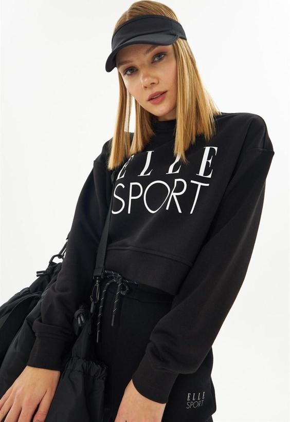 خرید اینترنتی پلیور زنانه سیاه اله 60001-41 ا Sport Beyaz Baskılı Kadın Crop Sweatshirt|پیشنهاد محصول