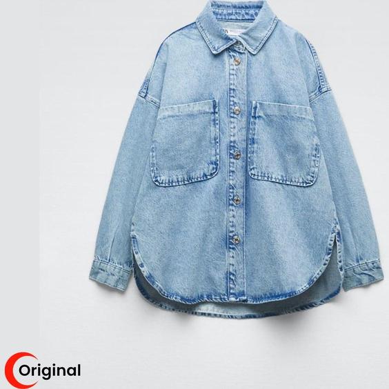 کت اورجینال زنانه زارا Zara Denim Overshirt With Patch Pockets|پیشنهاد محصول