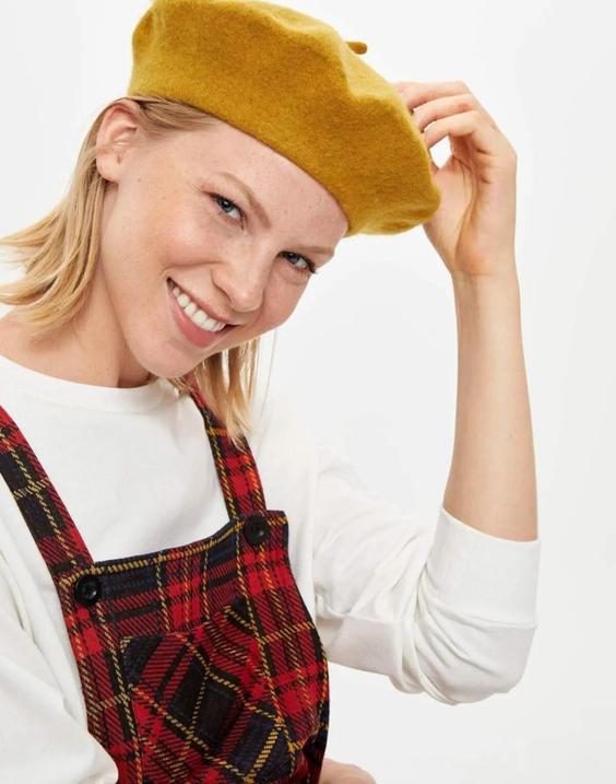 کلاه فرانسوی نمدی زنانه خردلی|پیشنهاد محصول
