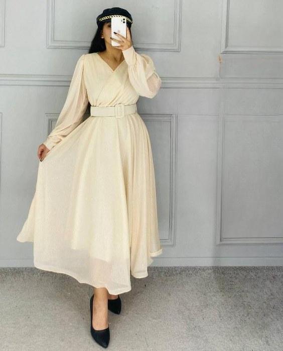 لباس مجلسی و شب زنانه مدل گیلاس - طوسی / سایز(1)36-38-40 ا Dress and long night|پیشنهاد محصول