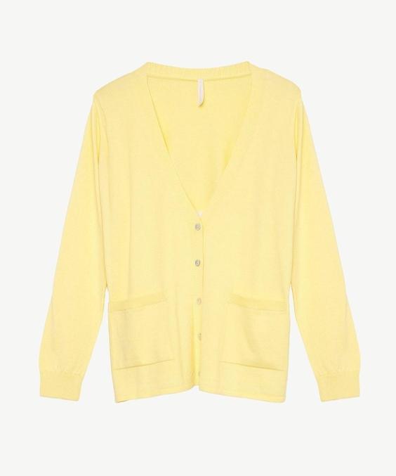 خرید اینترنتی ژاکت زنانه زرد یارگیجی 23YKTR2039 ا Sırt Detaylı Triko|پیشنهاد محصول