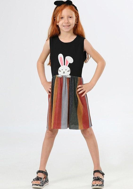 خرید اینترنتی پیراهن مجلسی بچه گانه دخترانه رنگارنگ برند LupiaKids LCW-23SUM-046 ا Bunny Shinny Kız Elbise|پیشنهاد محصول