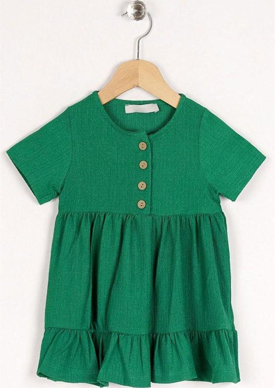 خرید اینترنتی پیراهن روزمره بچه گانه دخترانه سبز برند Zepkids 1029214 ا Kız Çocuk Benetton Renkli Düğme Detaylı Elbise|پیشنهاد محصول