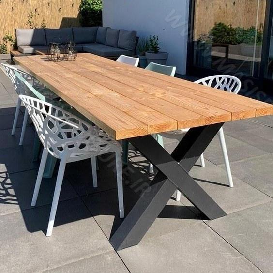 میز ناهارخوری چوبی فلزی مسیس مدل CROSS LEG2|پیشنهاد محصول