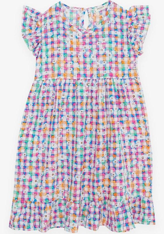 خرید اینترنتی پیراهن روزمره بچه گانه دخترانه رنگارنگ برند Breeze 18794.2 ا Kız Çocuk Elbise Renkli Çiçek Desenli Fırfırlı Arkası Düğmeli Karışık Renk (5-9 Yaş)|پیشنهاد محصول