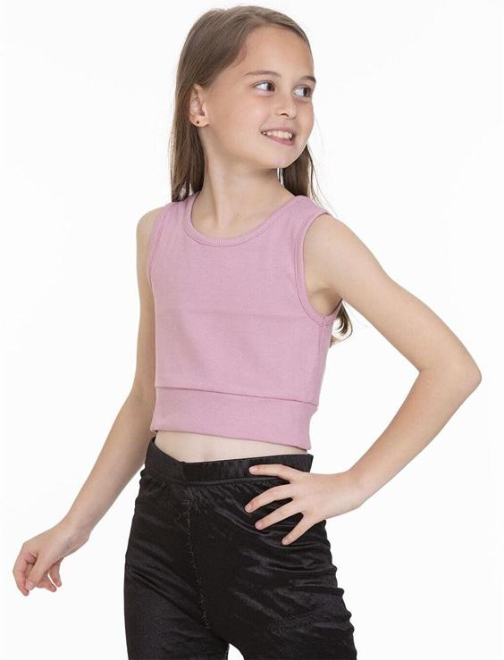 خرید اینترنتی زیر پیراهن بچه گانه دخترانه صورتی برند Myhanne S3L607Z4 ا Bisiklet Yaka Basic Kız Çocuk Atlet|پیشنهاد محصول