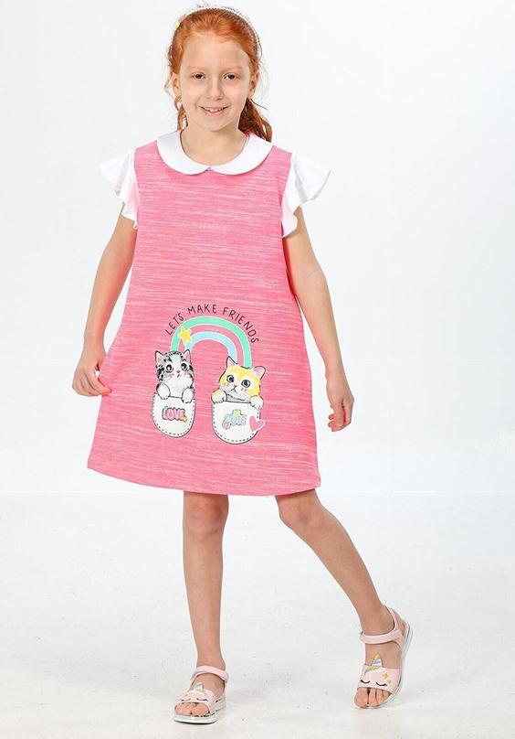 خرید اینترنتی پیراهن روزمره بچه گانه دخترانه صورتی برند LupiaKids LCW-23SUM-010 ا BF v-2 Kız Elbise|پیشنهاد محصول