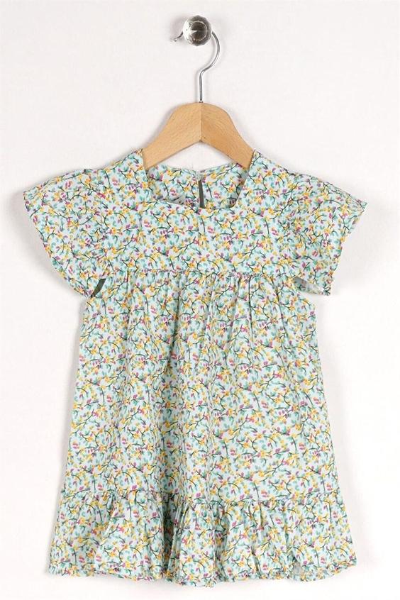 خرید اینترنتی پیراهن روزمره بچه گانه دخترانه سبز برند Zepkids 1029160 ا Kız Çocuk Mint Renkli Çiçek Desenli Kare Yaka Fırfır Kol Elbise|پیشنهاد محصول