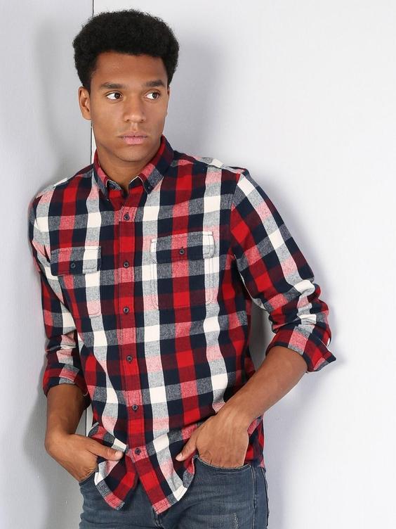 پیراهن آستین بلند قرمز مردانه کولینز کد:CL1036091|پیشنهاد محصول