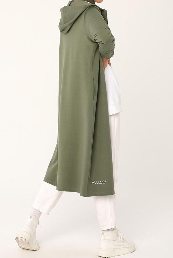 خرید اینترنتی سوییشرت زنانه سبز برند ALLDAY 21OB93011AL0 ا Soft Yeşil Baskılı Kapüşonlu Hırka|پیشنهاد محصول