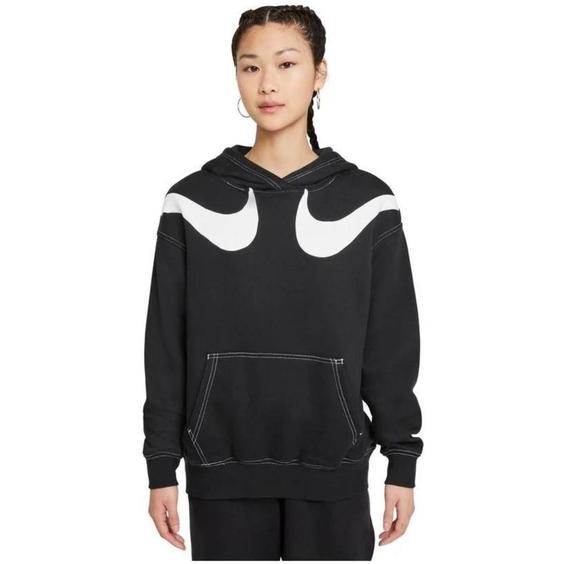 خرید اینترنتی هودی زنانه سیاه نایک DR9199 ا Sportswear Swoosh Graphic Oversized Fleece Hoodie Kadın Sweatshirt|پیشنهاد محصول