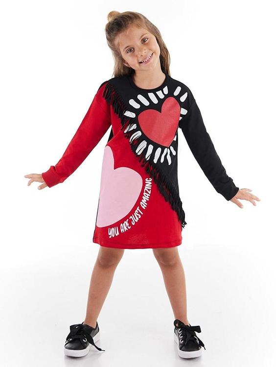 خرید اینترنتی پیراهن مجلسی بچه گانه دخترانه قرمز برند Mushi MS-21S1-022 ا Amazing Kız Elbise|پیشنهاد محصول