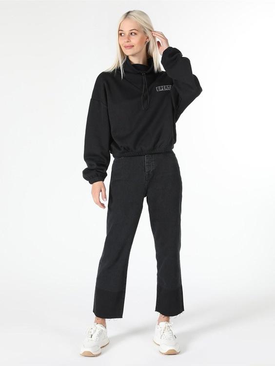 خرید اینترنتی سوییشرت زنانه سیاه برند colin s .CL1061939_Q1.V2_BLK ا Regular Fit Baskılı Siyah Kadın Sweatshirt|پیشنهاد محصول