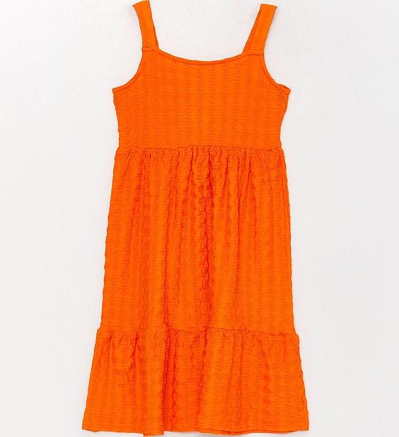 خرید اینترنتی پیراهن مجلسی بچه گانه دخترانه نارنجی السی وایکیکی S3AT02Z4 ا Kare Yaka Kız Çocuk Elbise|پیشنهاد محصول