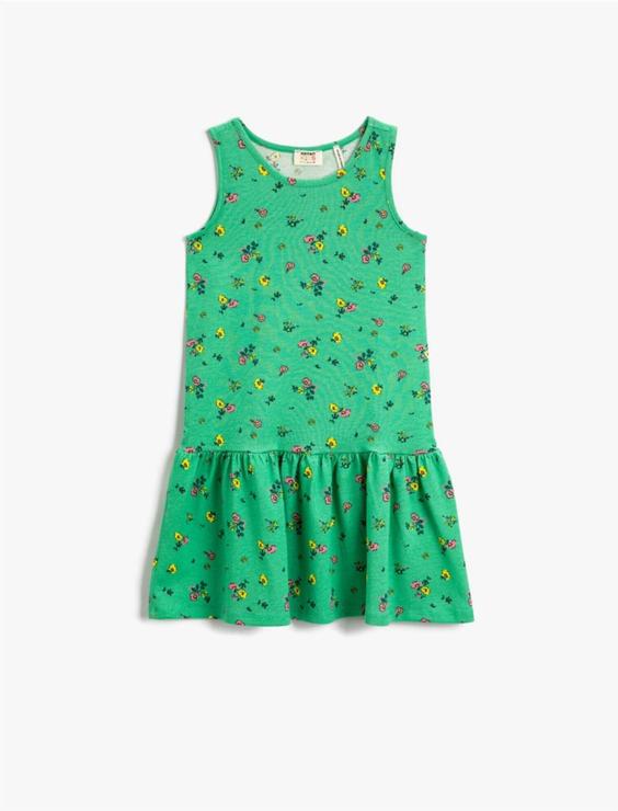 خرید اینترنتی پیراهن مجلسی دخترانه سبز کوتون 2YKG87044OK ا Çiçekli Kolsuz Elbise Pamuklu|پیشنهاد محصول