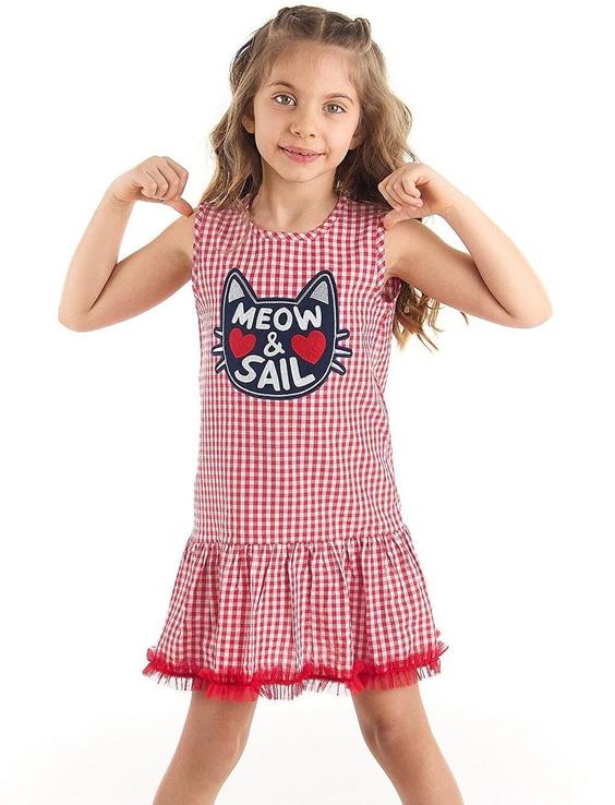 خرید اینترنتی پیراهن مجلسی بچه گانه دخترانه قرمز برند Mushi MS-22Y2-004 ا Denizci Kedi Kız Elbise|پیشنهاد محصول