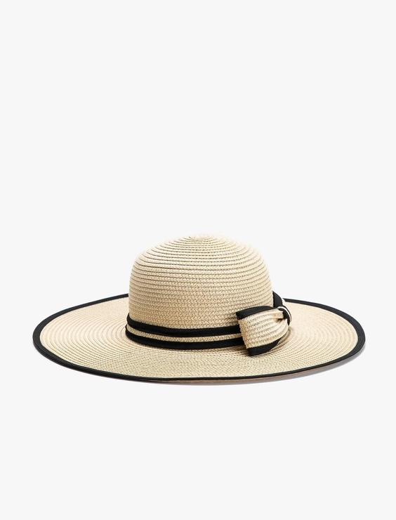 خرید اینترنتی کلاه زنانه بژ کوتون 3SAK40010AA ا Hasır Şapka Fötr Kurdelede Detaylı Biyeli|پیشنهاد محصول