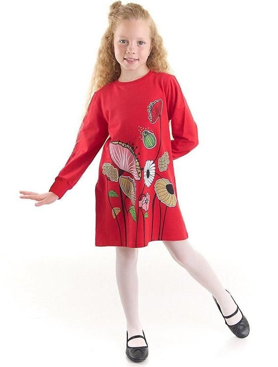 خرید اینترنتی پیراهن مجلسی بچه گانه دخترانه قرمز برند Mushi MS-22S1-026 ا Çiçekler Kız Çocuk Kırmızı Elbise|پیشنهاد محصول