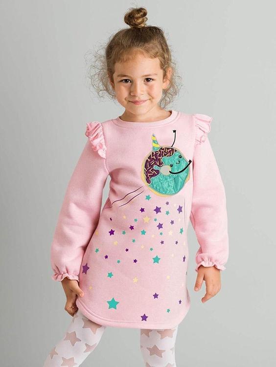 خرید اینترنتی پیراهن مجلسی بچه گانه دخترانه صورتی برند Mushi MS-21S1-306 ا Cute Donut Elbise|پیشنهاد محصول