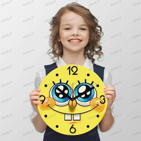 ساعت دیواری مدرن کودک طرح باب اسفنجی کد CLK-18|پیشنهاد محصول