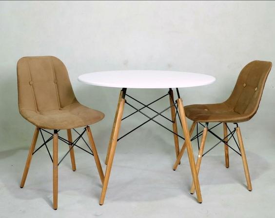 میز و صندلی ناهارخوری کافه رستورانی ۲نفره پارچه ای آریا لمسه - سفید / سفید|پیشنهاد محصول
