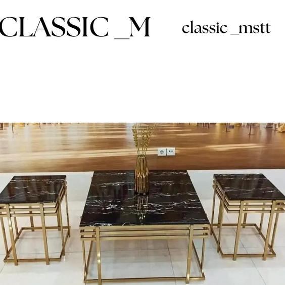 میز جلومبلی‌عسلی فلزی مدل کلاسیک مربع - آینه / گلد / سفید|پیشنهاد محصول