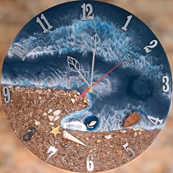 ساعت دیواری رزینی طرح ساحل موج ودریا سایز ۴۰|پیشنهاد محصول
