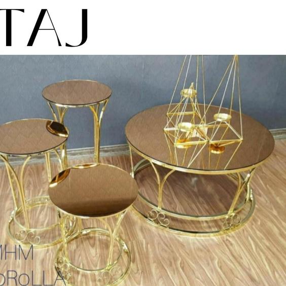 میز جلومبلی‌عسلی فلزی مدل تاج - آینه / گلد / سفید|پیشنهاد محصول