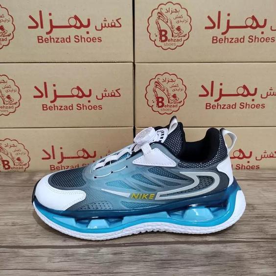 کتونی nike نایک زیره کپسولی پسرانه رنگ سفید آبی سایز 37 تا 40 کفی طبی زیره کپسولی لژ 4 سانتی رویه بافت خارجی سبک و راحت |باسلام