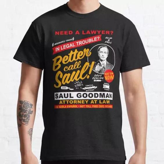 تیشرت لانگ پسرانه  better call saul  طرح Need A Lawyer Then Call Saul Dks Classic T-Shirt کد 1215 202|باسلام