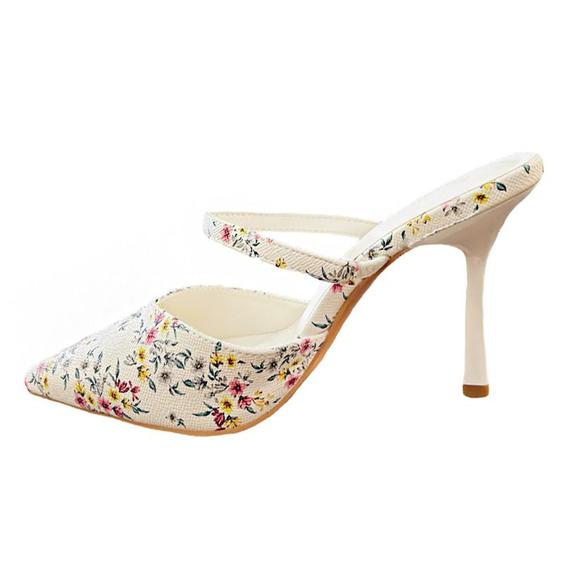 کفش زنانه مکس مدل Floral Print Slip-On Mules with Stiletto Heels|دیجی کالا