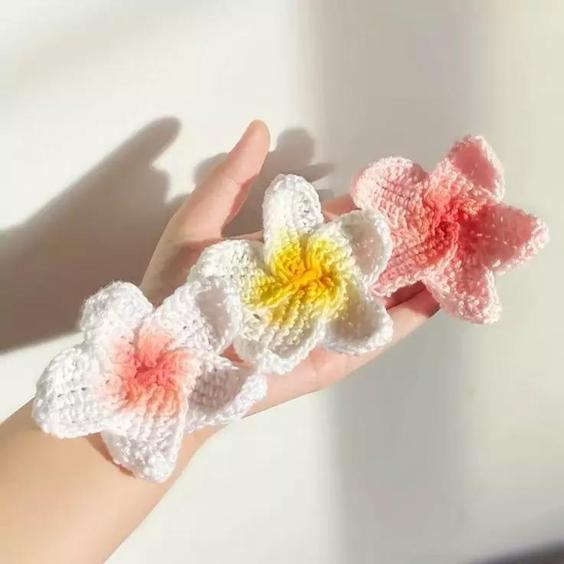 گیره مو بافتنی ، گل سر، crochet hair clip|باسلام