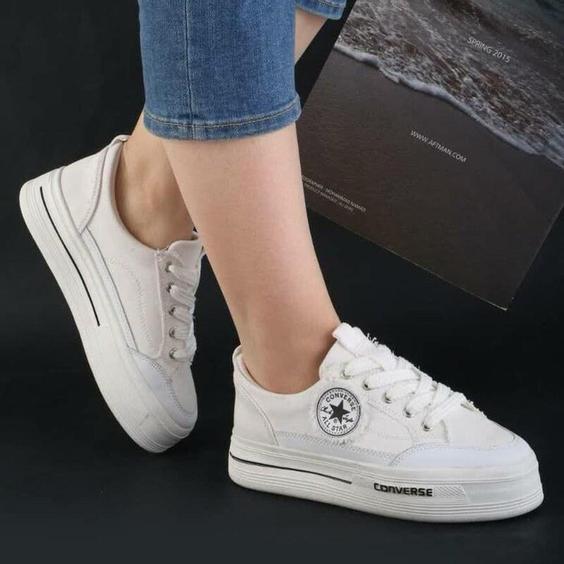 کفش کتانی دخترانه و زنانه converse all Star   آلستار  کانورس لی سایز 37 - 38 - 39 - 40 رنگ سفید|باسلام